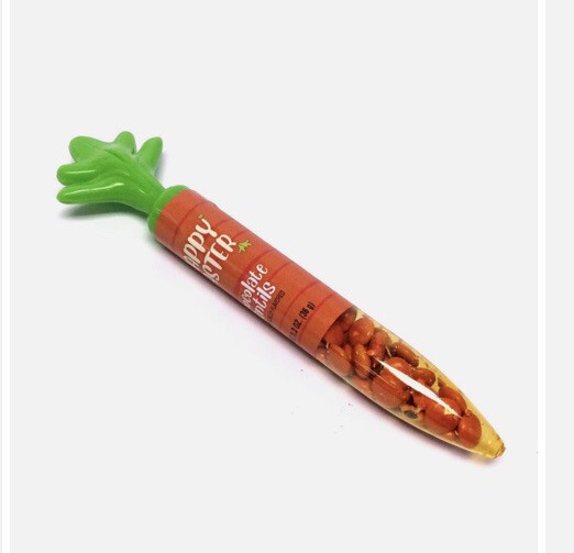 CARROT TUBES WITH ORANGE CHOCOLATE LENTILS 1.3 Oz 36gm Happy Easter