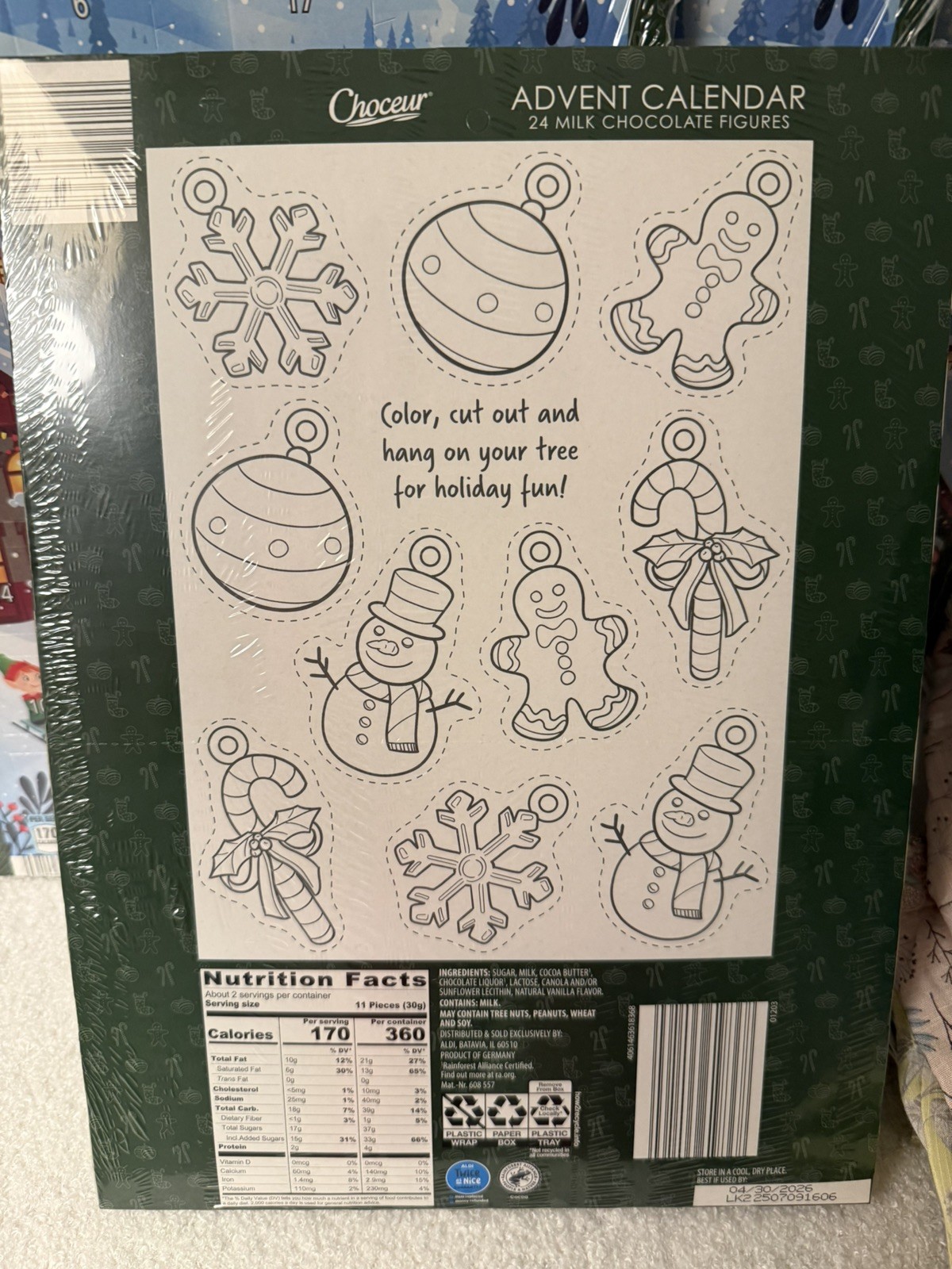 Choceur Advent Calendar 24 Milk Chocolate Figures 2.65oz 75g (4 Boxes)