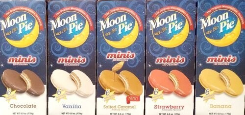 Moon Pie Minis Salted Caramel Chocolate Strawberry Banana Vanilla 5 pack pies