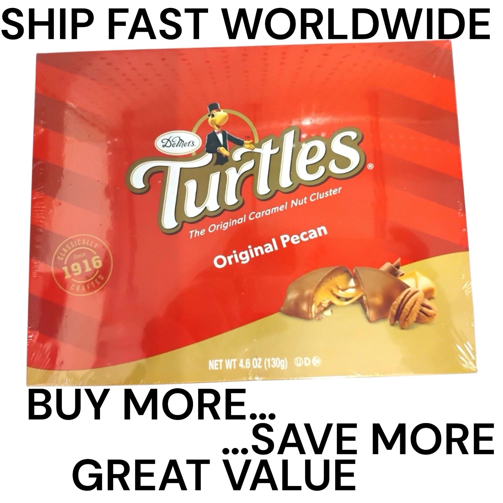 Demet’s Turtles Caramel Nut Cluster Original Pecan Box Candy, 4.6 oz