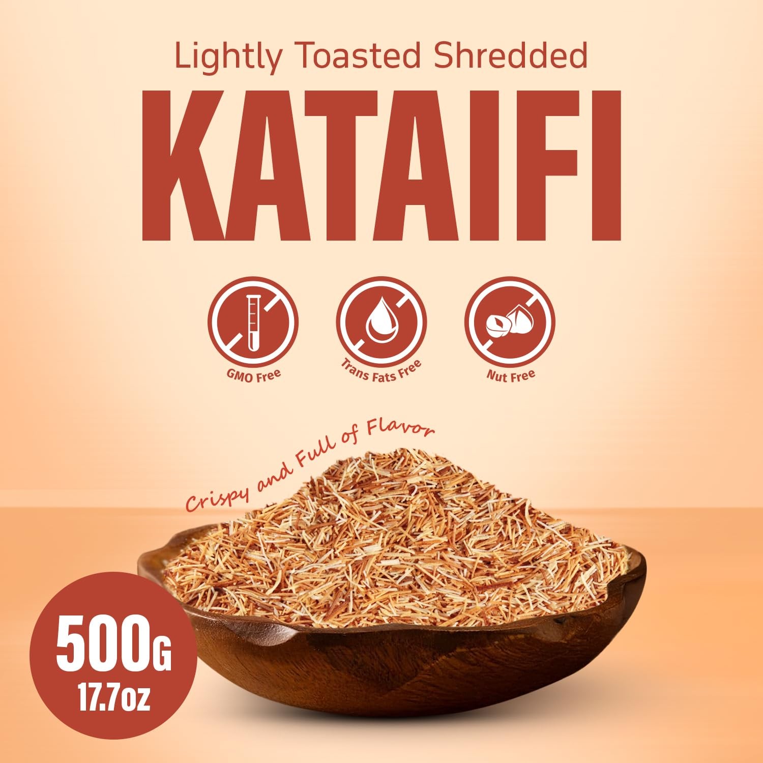 Lightly Toasted Kataifi for of Dubai Chocolate Filling, 17.7oz (500g) Pack of…