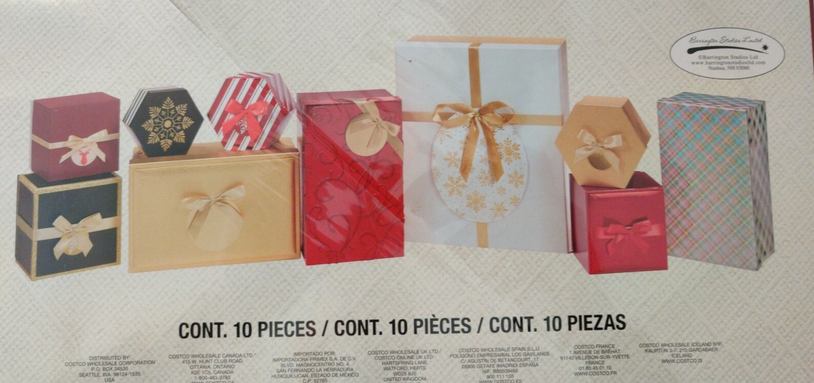 NEW⭐ Holiday Gift Boxes – Set of 10. Assorted Shapes & Sizes w/ Lids. Sealed