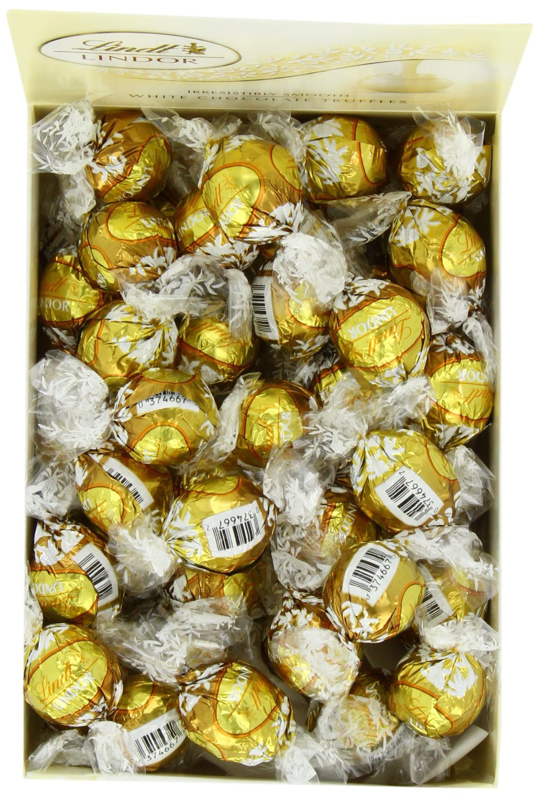 Lindt LINDOR White Chocolate Truffles Kosher 60 Count Box 25.4 Ounce