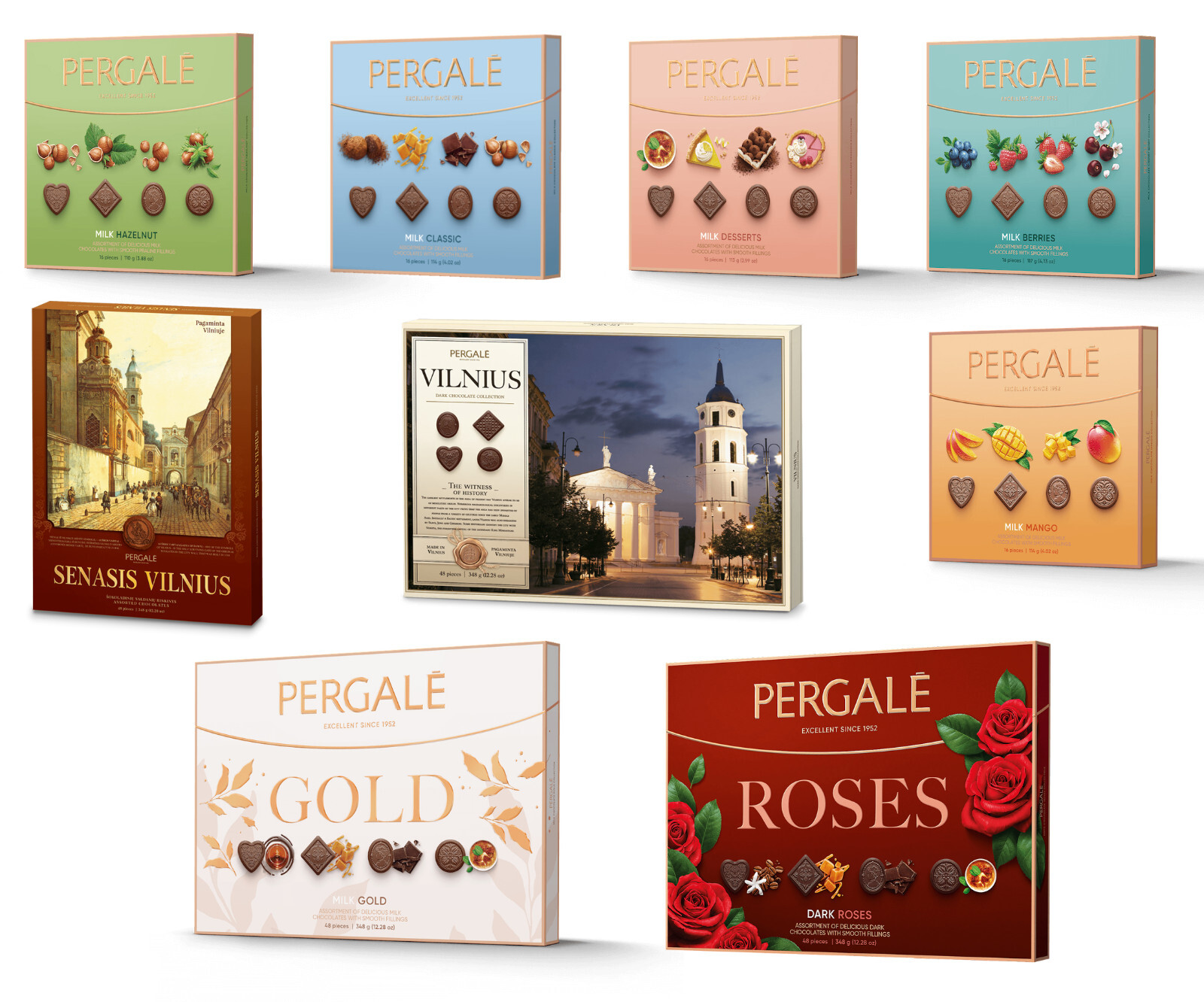 PERGALE Assorted Chocolate Sweets Pralines Premium Luxury Gift Boxes Vilnius