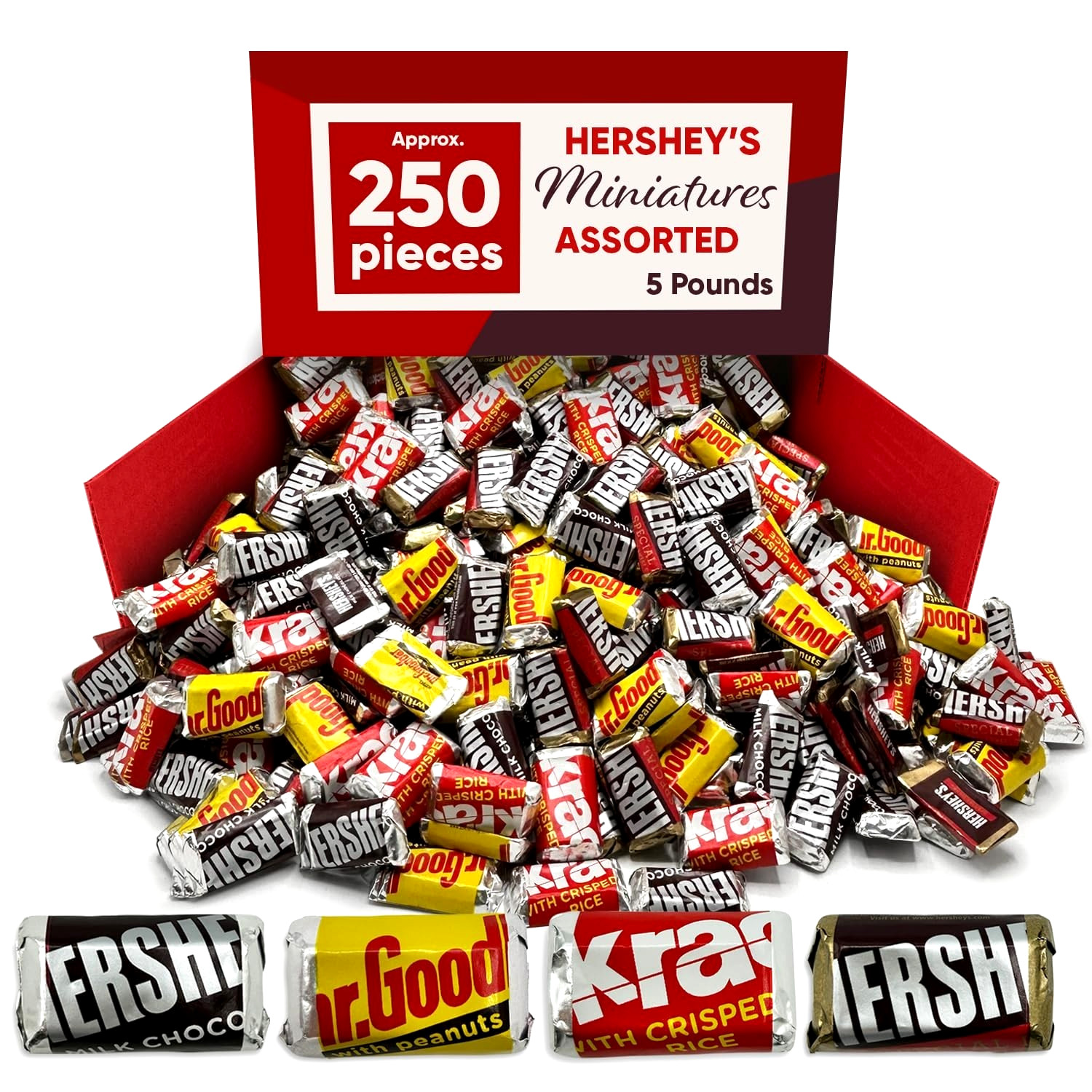 Hershey’s Miniatures Assortment Chocolate, Bulk Christmas Party Candy (5 Pounds)