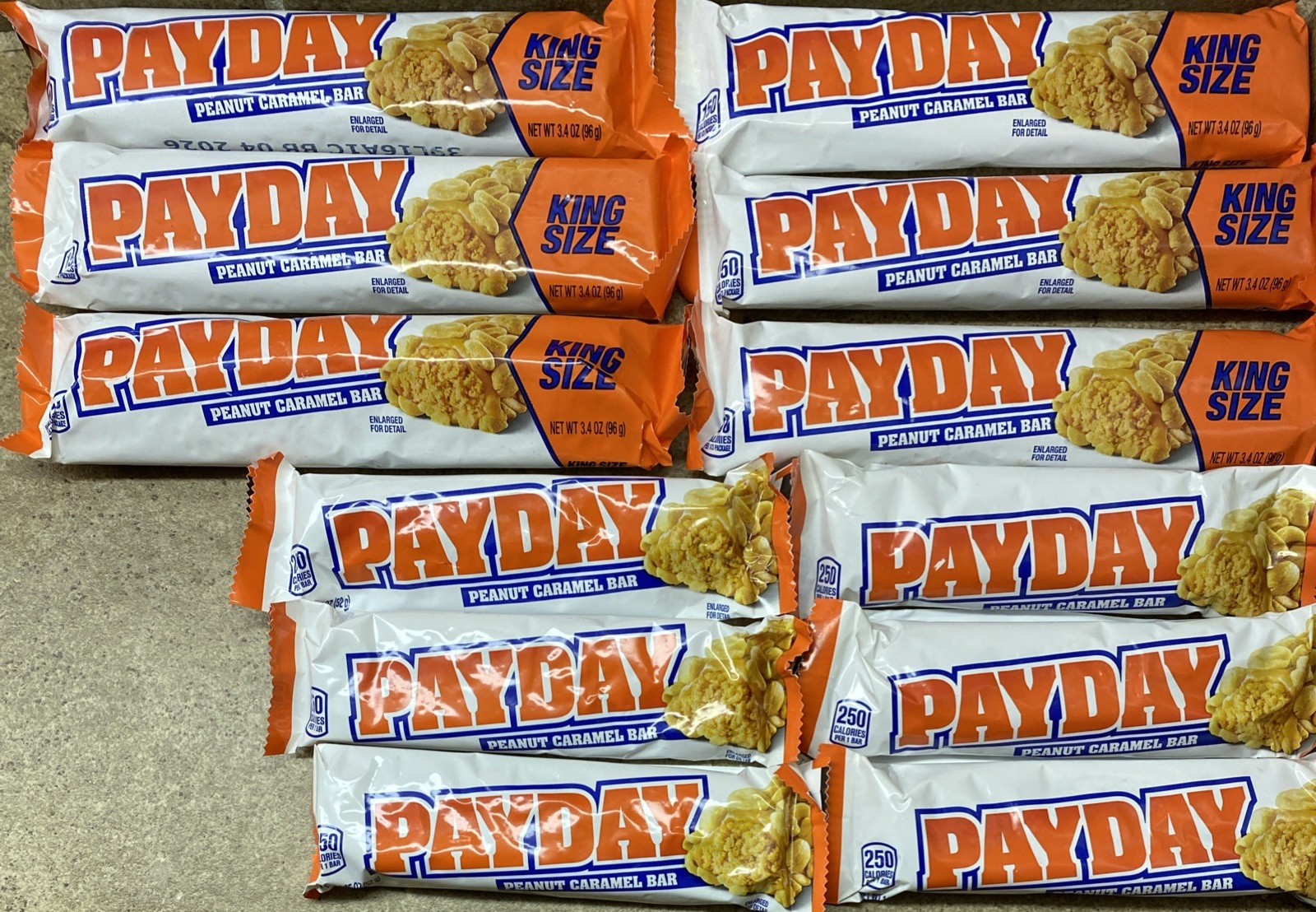 12 Payday Peanut Caramel Candy Bars King Size & Regular
