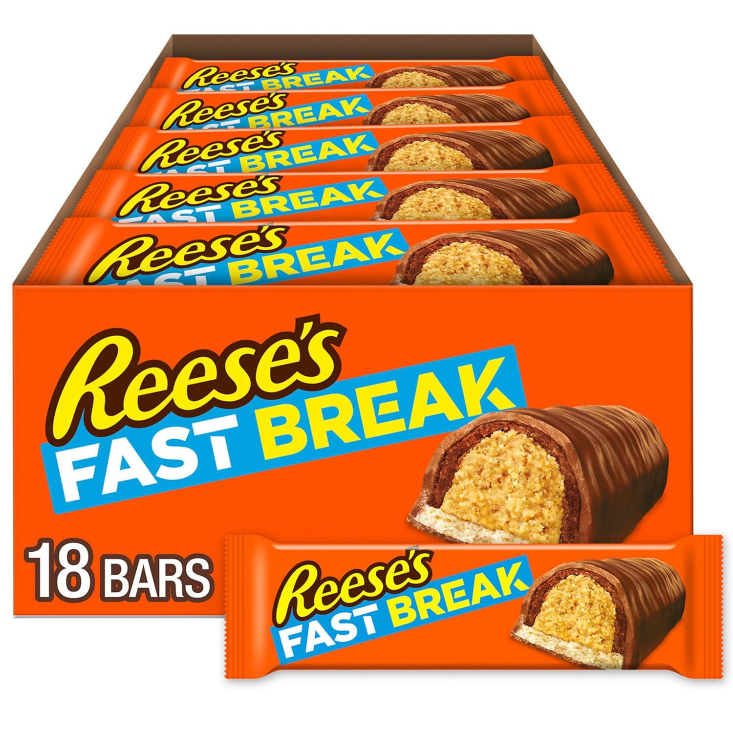 Reeses Fast Break Candy Bars 1.8 oz (Pack of 18) Bulk Peanut Butter Chocolate
