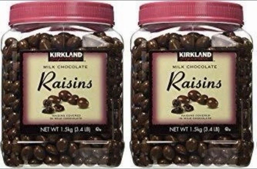 2 Packs Kirkland Signature Milk Chocolate Covered Raisins 3.4 LB Each Pack