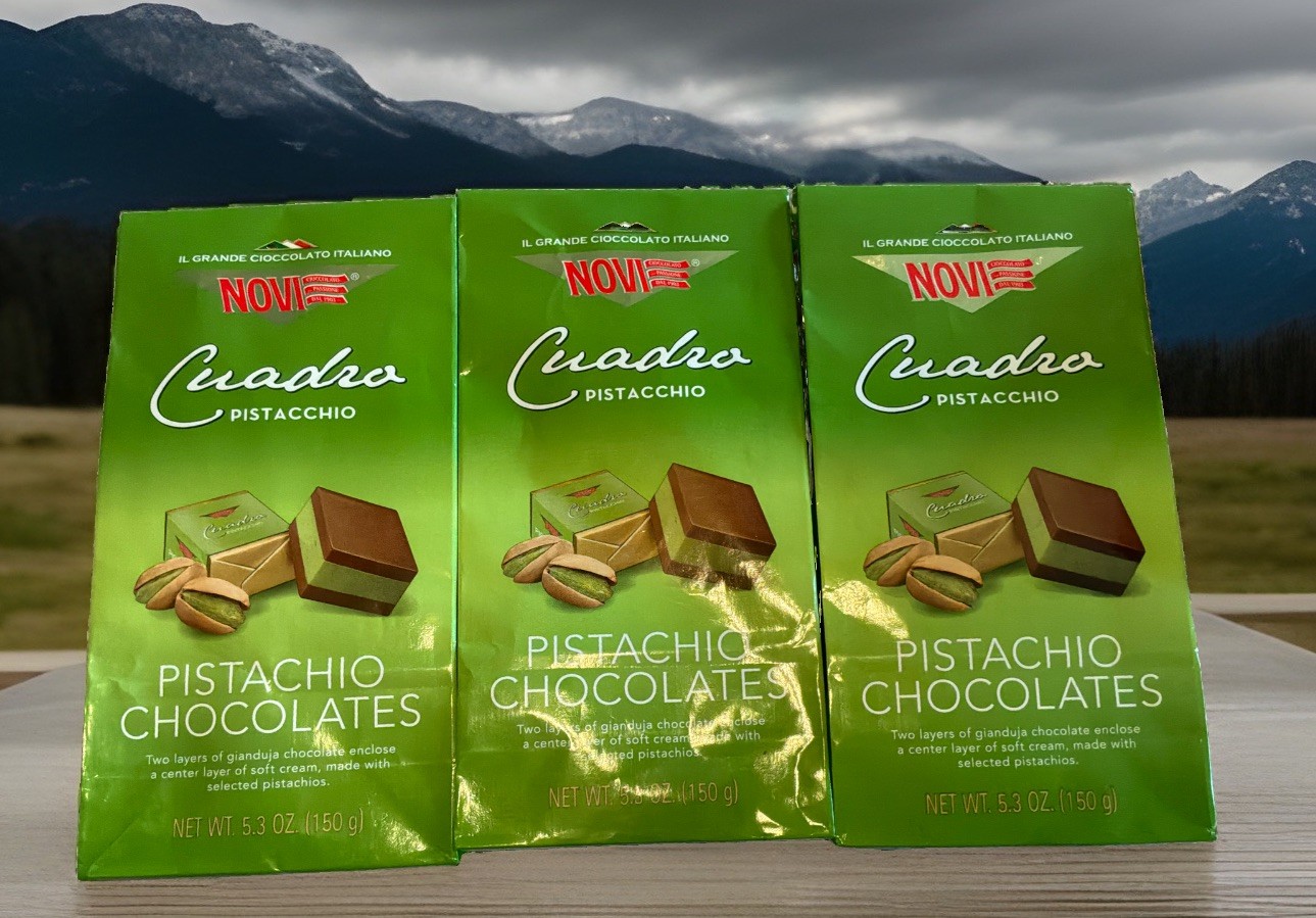 3 Novi Pistachio Imported Italy Chocolate Specialty Classic Cuadra 5.3 Oz Bags