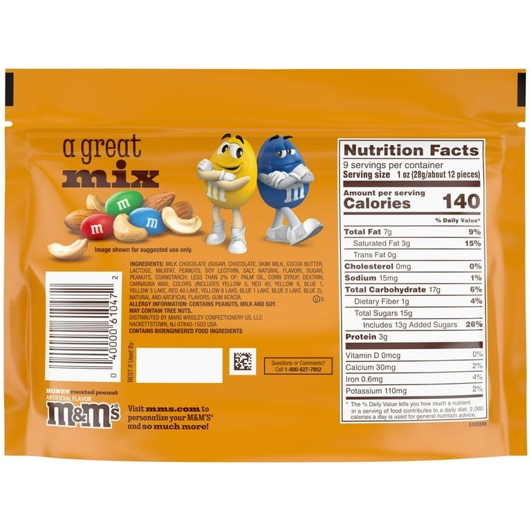 M&M’s Honey Roasted Peanut Chocolate Candy 9.0oz Resealable Bag