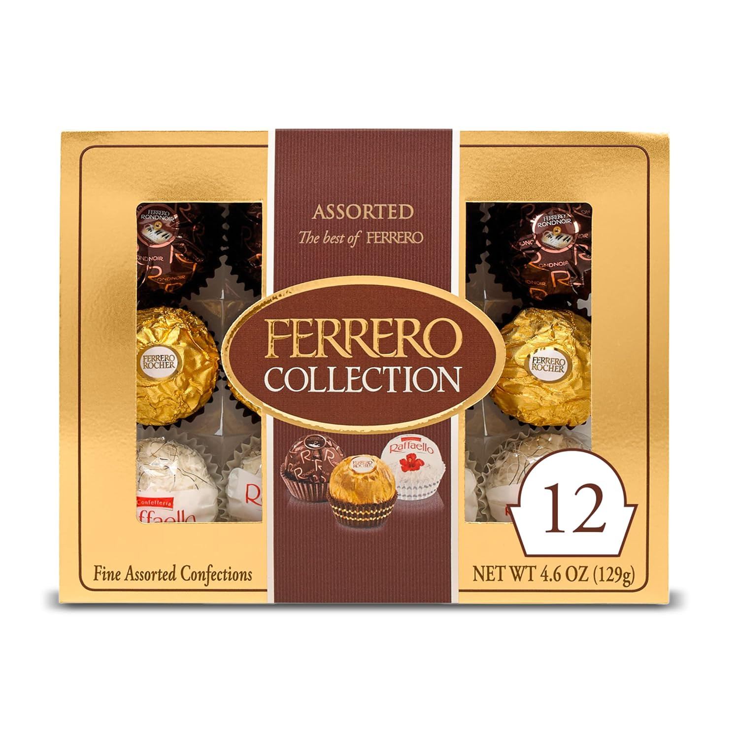 Collection, 12 Count, Premium Gourmet Assorted Hazelnut Milk Chocolate, Dark Cho