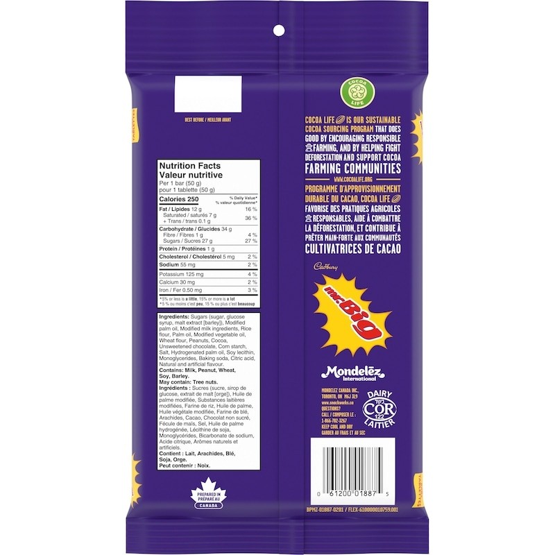 Cadbury MR. BIG Chocolate Candy Bars, Multipack – 4 x 50 g