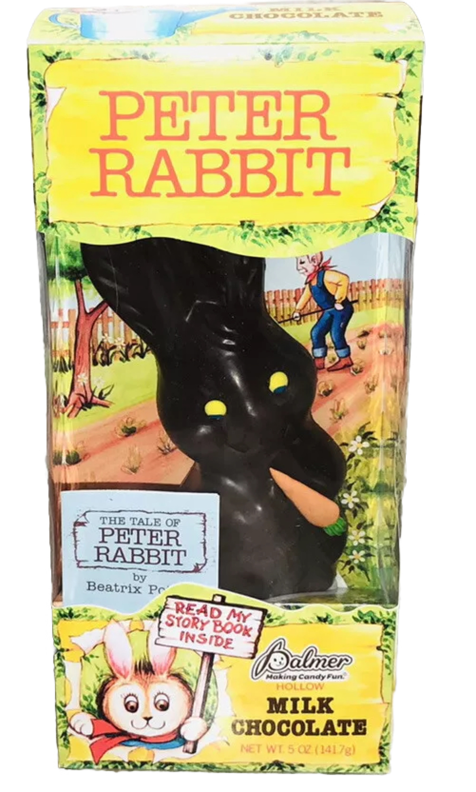 Happy Easter Palmer 8” Milk Chocolate Bunny W Peter Rabbit Story Book-NEW