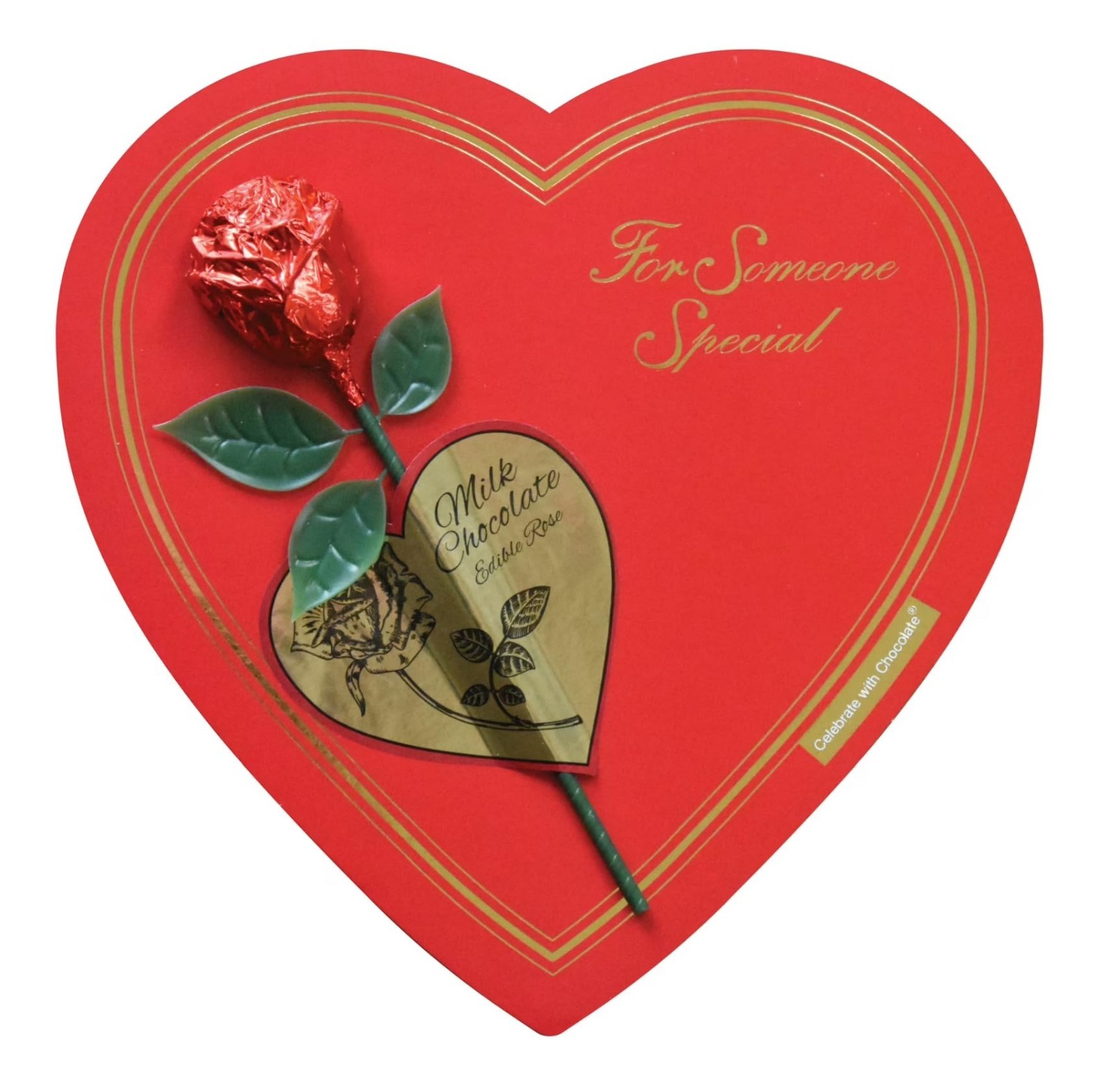 Heart Shaped Chocolate Box 9 oz with Edible Rose – Perfect Valentine’s Gift
