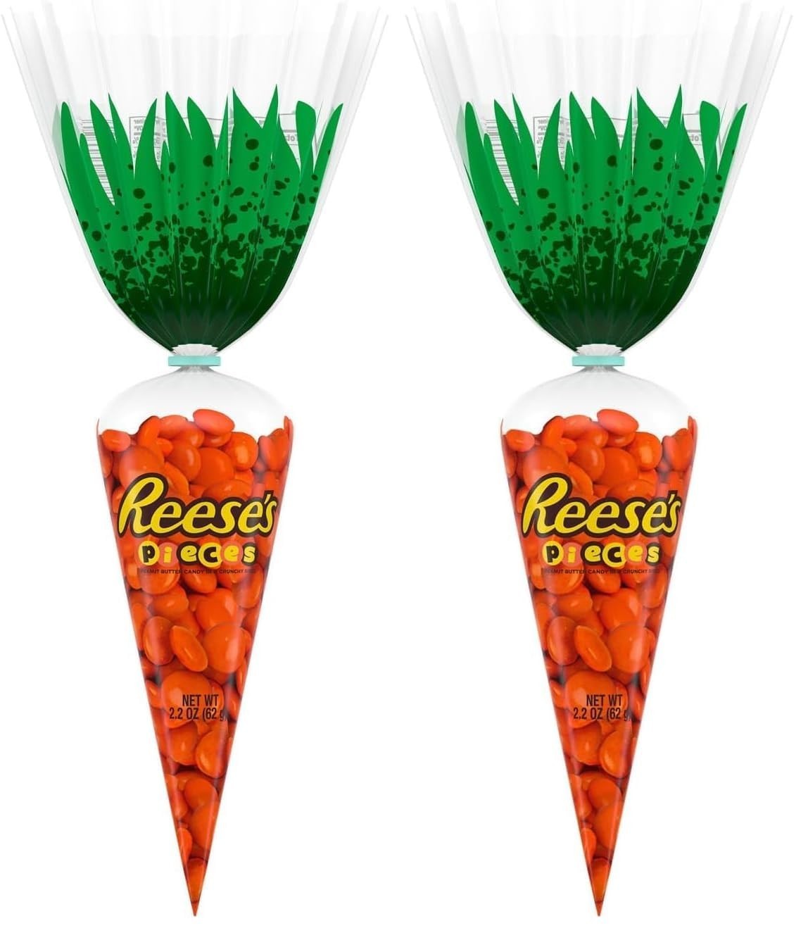 REESE’S PIECES Peanut Butter Shell Treats,Easter Candy, 2.2 oz Carrot Bag 2 Pack