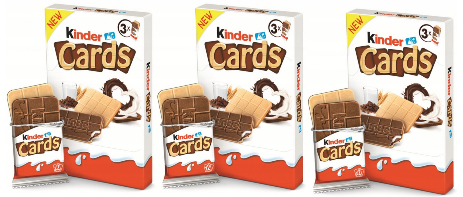 3 Packs KINDER CARDS Cookies with Cocoa & Milk Filling Sweet Treats 76.8g 2.7oz