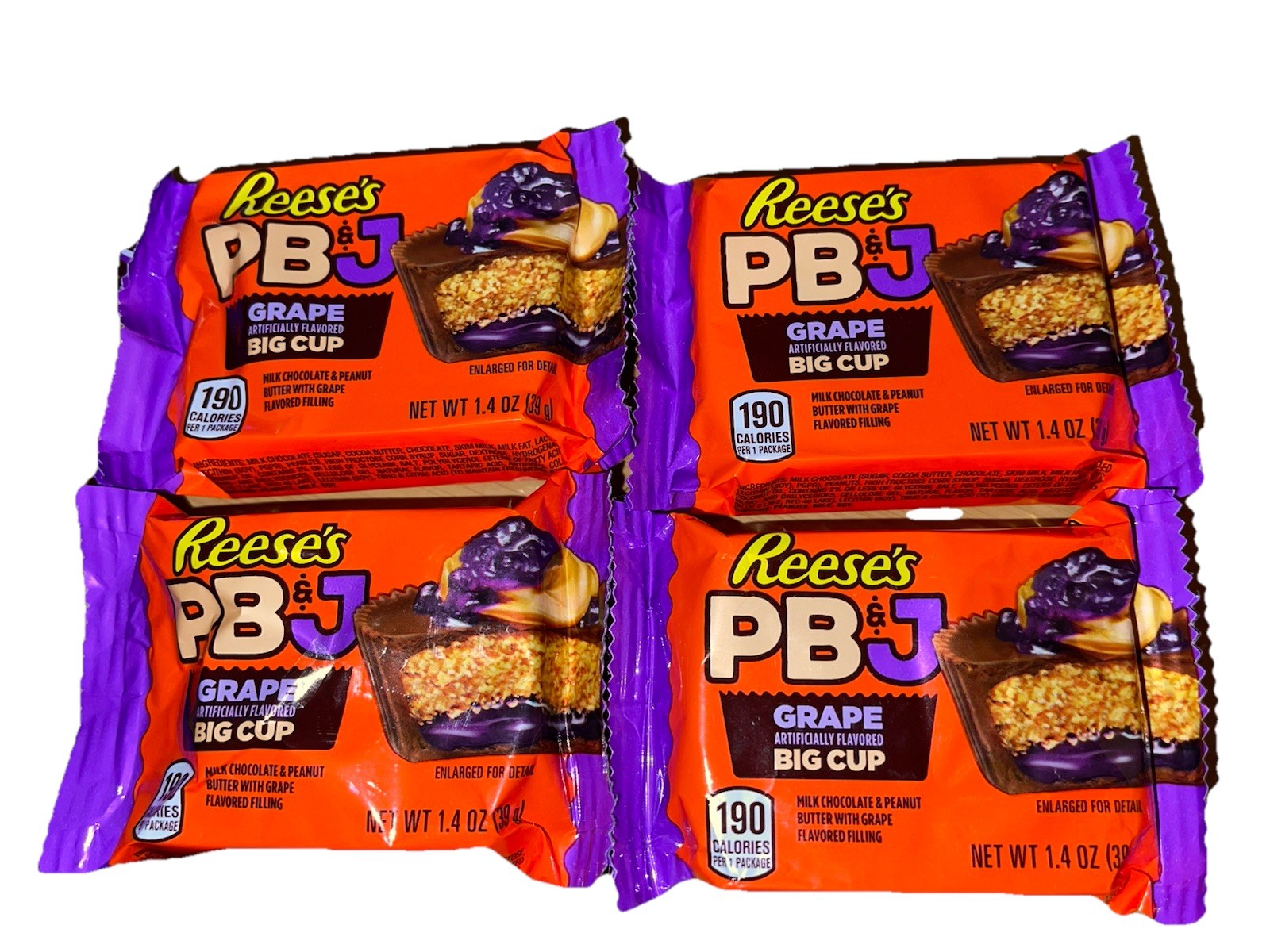 New Reeses 4-Pack PB&J Peanut Butter Grape Jelly Chocolate Cups