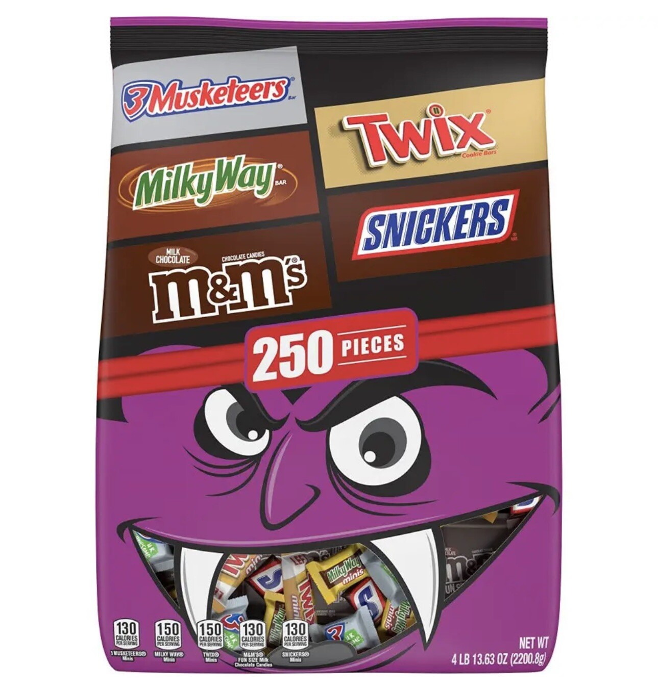 Snickers, Twix, Milky Way, 3 Musketeers Milk Chocolate Candy – 250 Ct