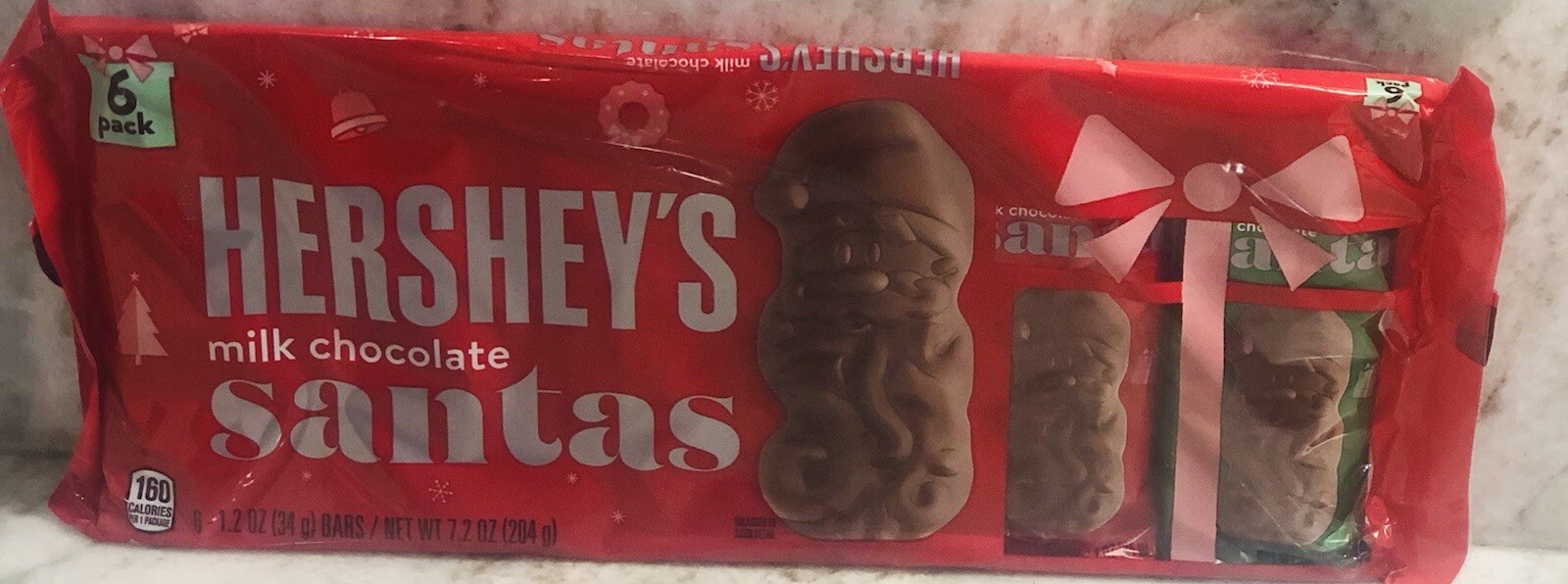 Hershey’s Santa’s Milk Chocolate Bar. 6 Pack. 1.2 oz/34gm. Christmas. Target.