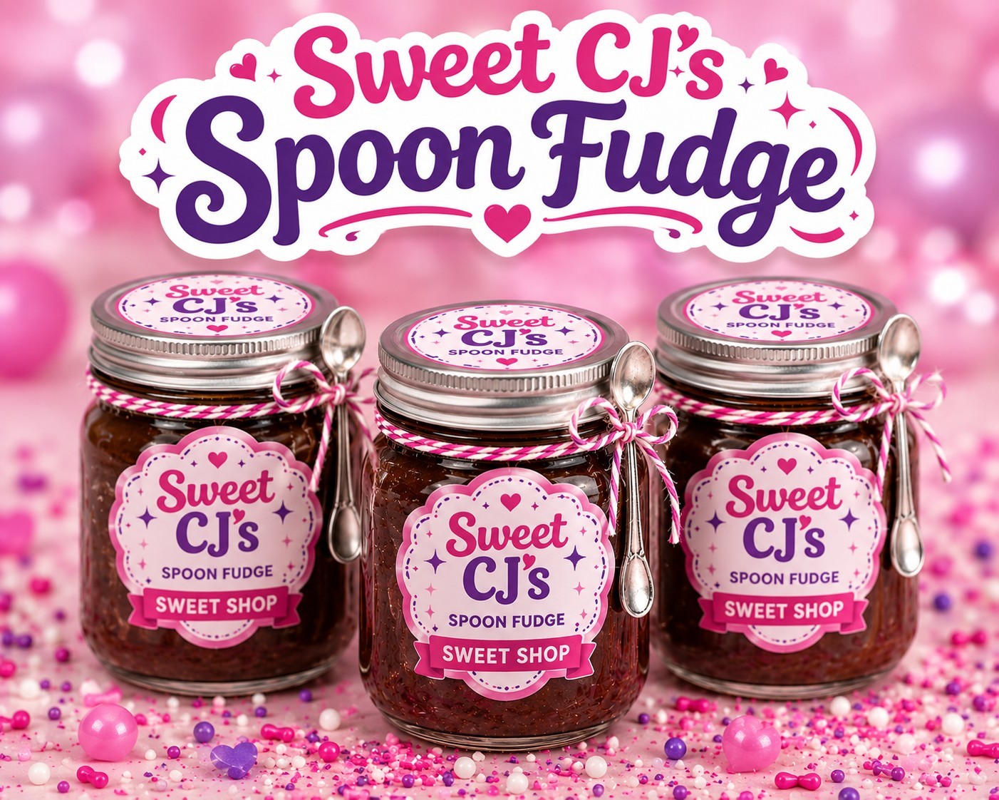 6 Pack Chocolate Spoon Fudge In Glass Jar 16 Oz Jar With Spoon And Lid (6 jars)
