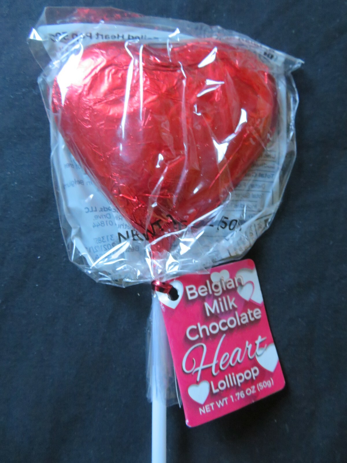 (4) Belgian Milk Chocolate Foiled Heart Pop Lollipop 1.76 Oz Each *D