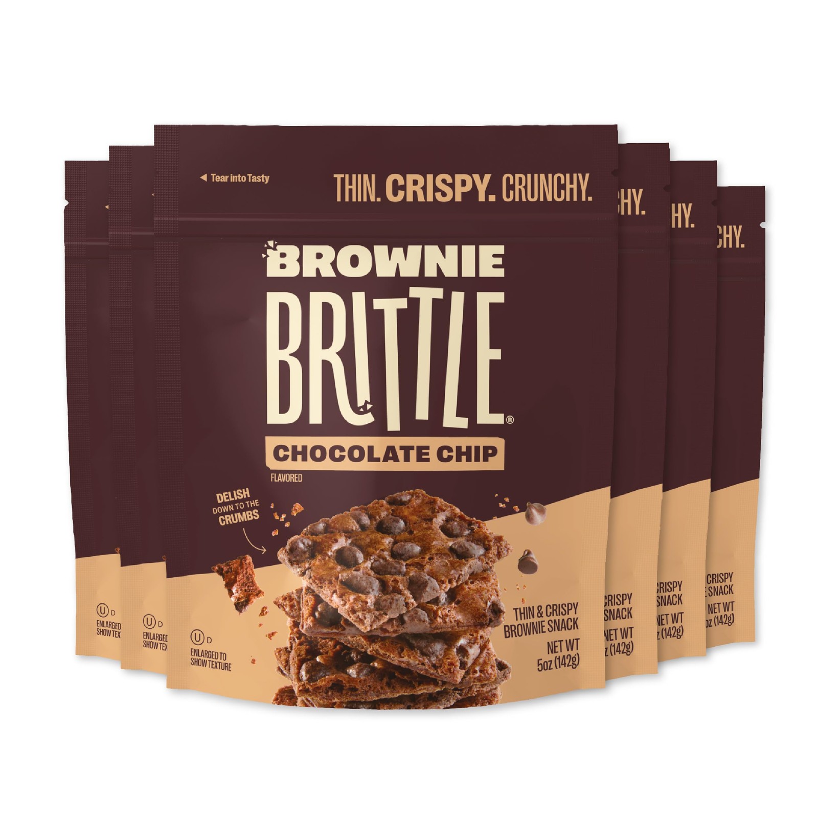 Brownie Brittle – Original Chocolate Chip Thin and Crispy Sweet Snacks, Family S