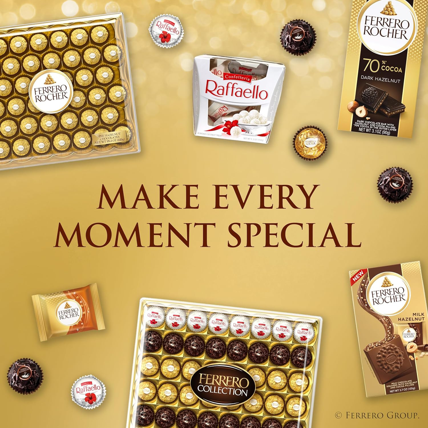 Gourmet Hazelnut Milk Chocolate Gift Box, 24 Individually Wrapped Chocolates, 10