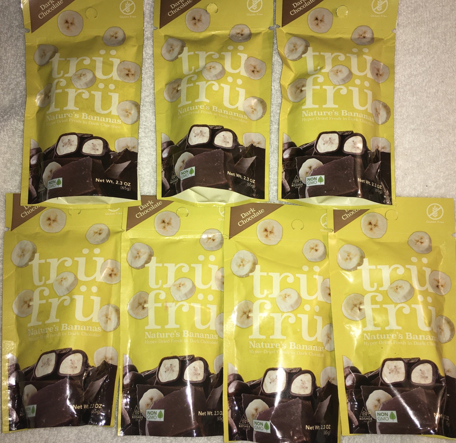9 Tru Fru Dark Chocolate Covered Dried Bananas Banana Nature’s 2.3 Oz Bag Trufru