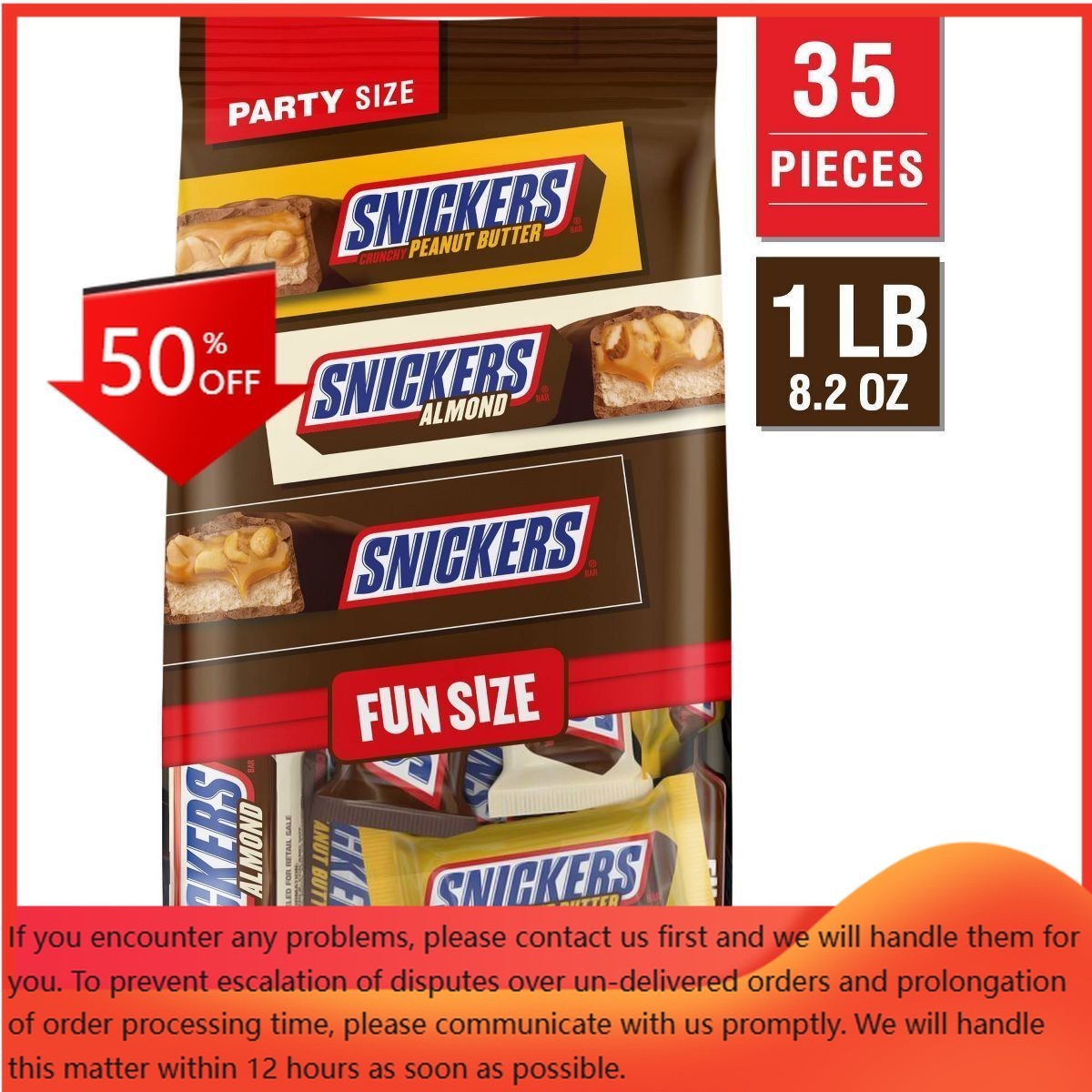 Snickers Milk Chocolate, Peanut Butter, & Almond Candy Bars – 24.02oz/35ct