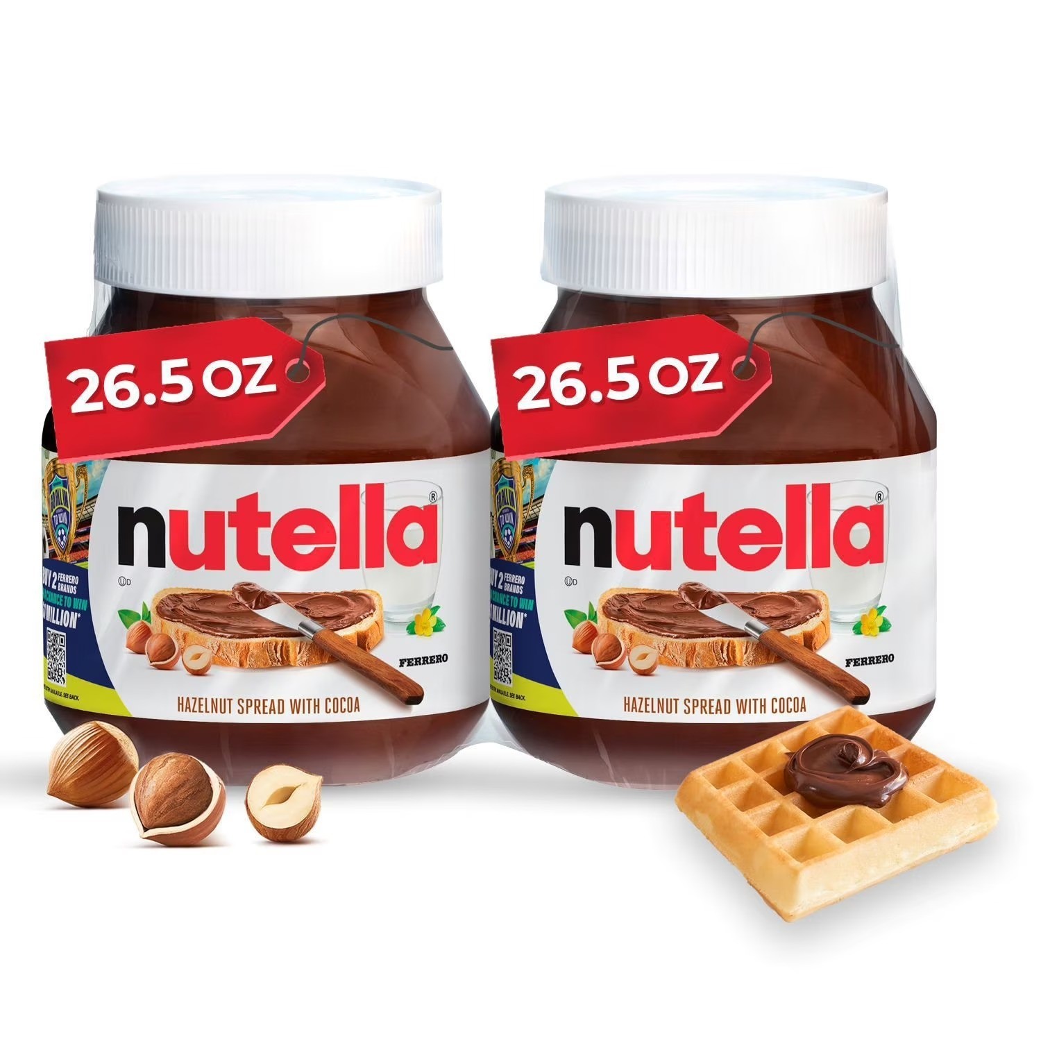 Nutella Hazelnut Spread with Cocoa 26.5 oz (2 Pack) – Creamy Chocolate Spread.