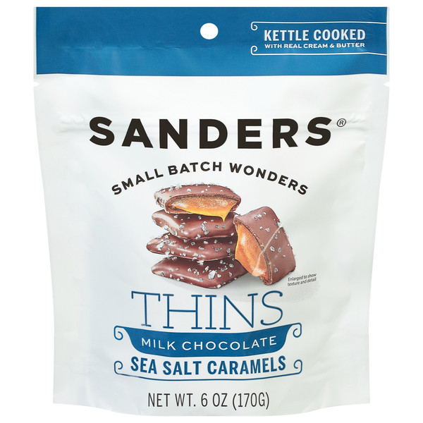 Sanders Milk Chocolate Sea Salt Caramel THINS – 6 ounce bag