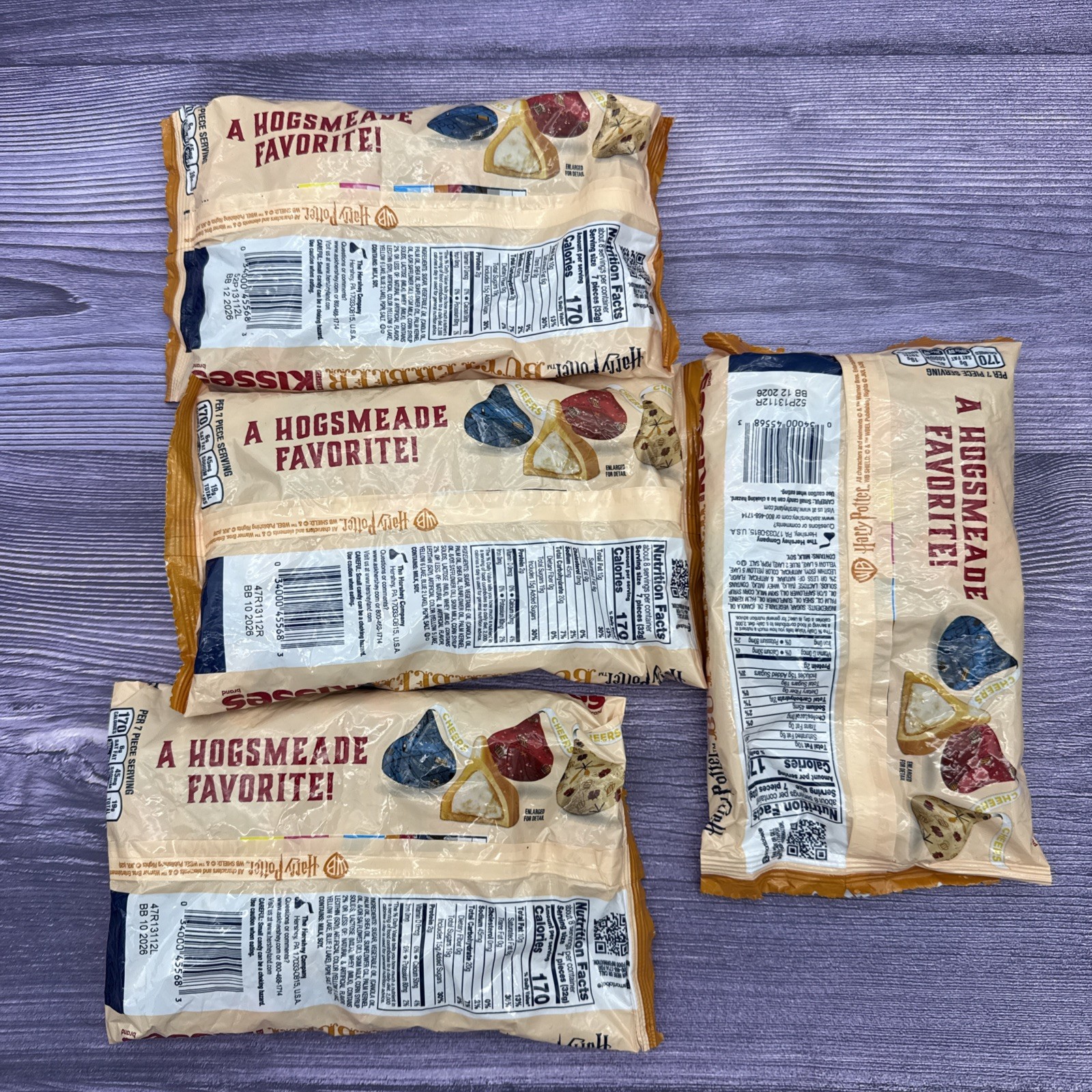 4 Bags Of Hersheys Harry Potter Limited Edition Butter Beer Kisses 9oz Bags
