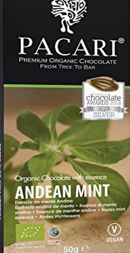 Pacari Mint Chocolate Bar – 1.76 oz. – 50 g.