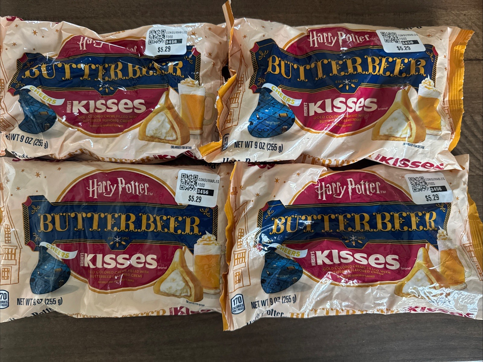 4pk – Hershey’s Kisses Butterbeer Gold Crème Harry Potter Foils Candy, 9oz