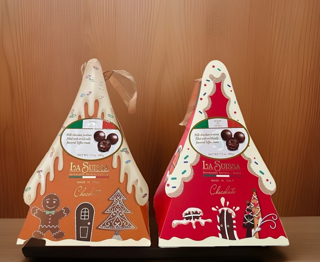La Suissa Holiday Christmas Tree Milk Chocolate Pralines Lot 2 200g Italy Gift