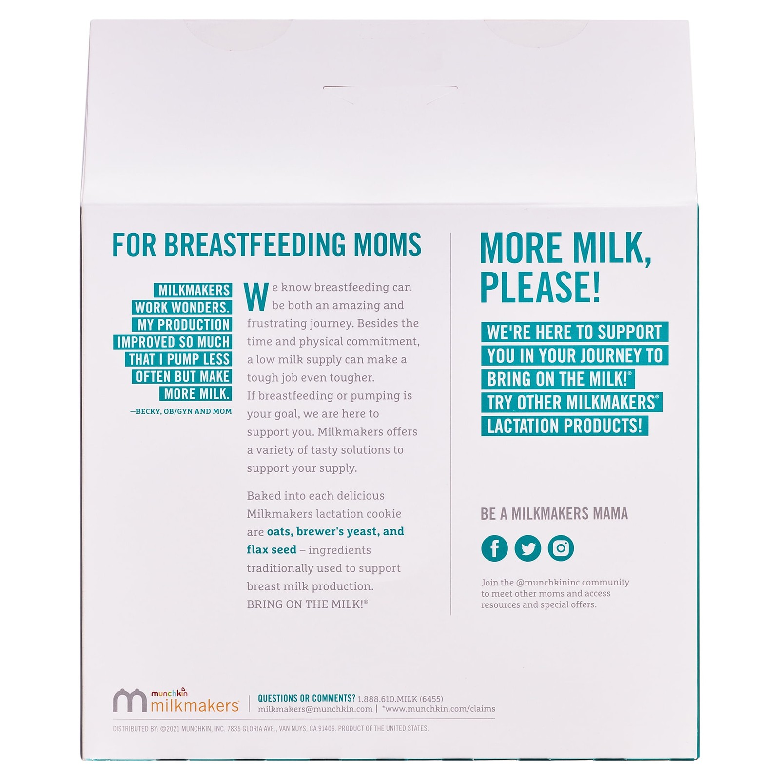 Munchkin Milkmakers Lactation Cookie Bites, Oatmeal Chocolate Chip, 8 Count