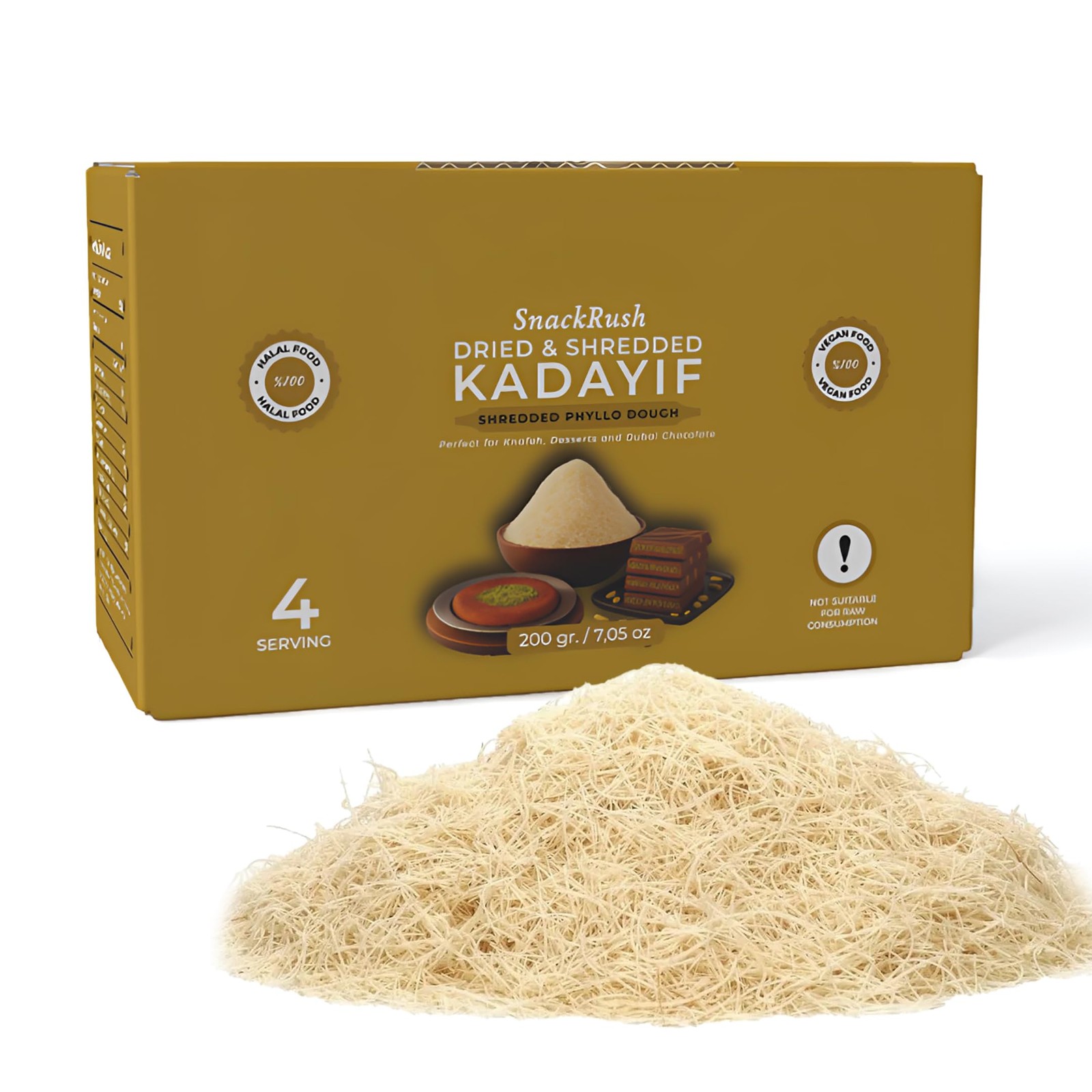 Dried & Chopped Kadayif – Shredded Phyllo Dough 200g (0.44lb) | Perfect for K…