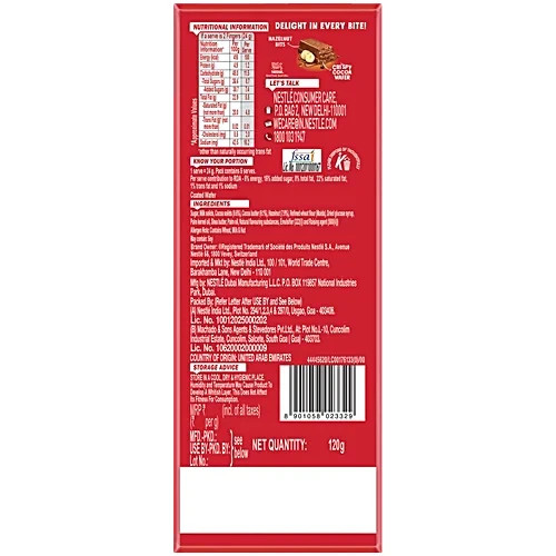Nestle KitKat Delights Hazelnut Wafer Chocolate Bar 120G- FREE DELIVERY 7-10 DAY