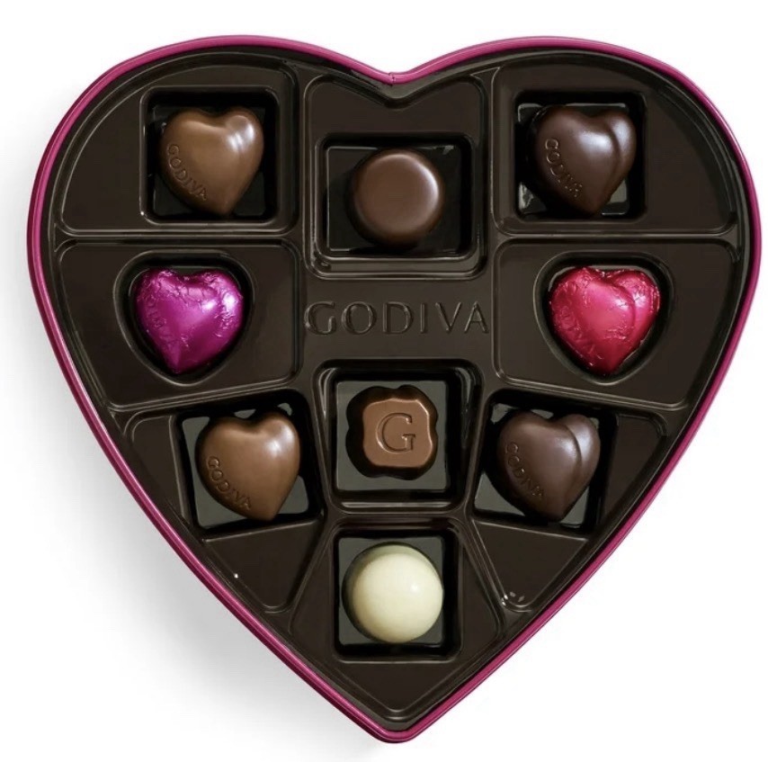 Godiva Valentine’s Goldmark Chocolate Candy Assortment Heart Gift Box, 2.9oz