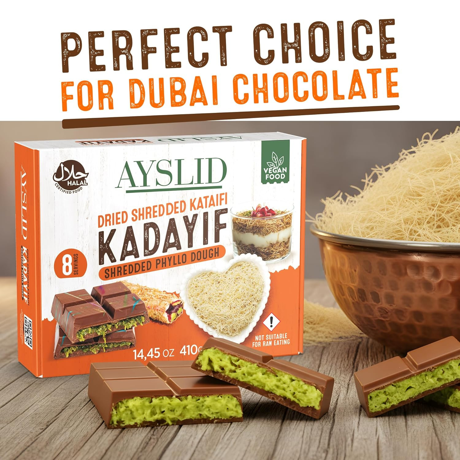 Shredded Kataifi Dough 14.45 Oz – Dried Kunafa Kadayif Threads – Ready for Toast