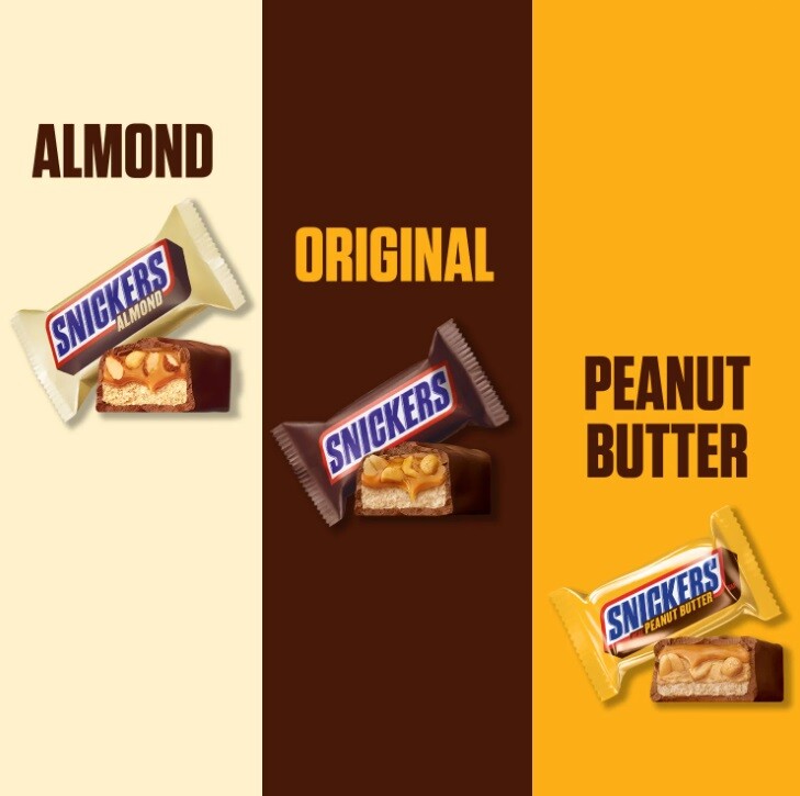 SNICKERS VARIETY MIX ALMOND, ORIGINAL, PEANUT BUTTER, FUN SIZE , VALUE BULK BAG