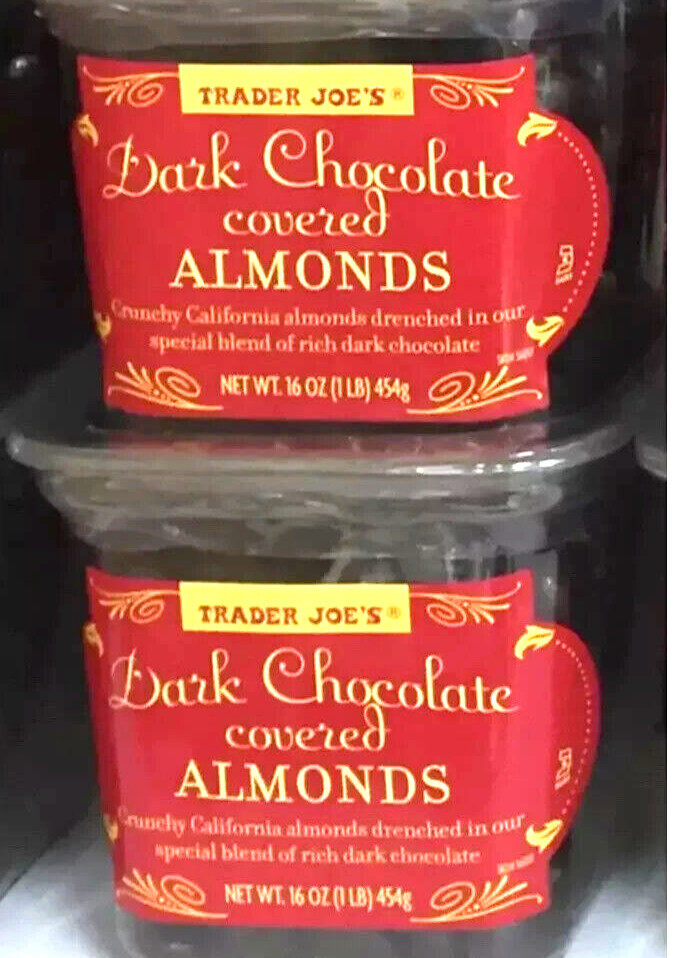 2x Trader Joe’s Chocolate Covered Crunchy Almonds Delicious Rich Dark Chocolate