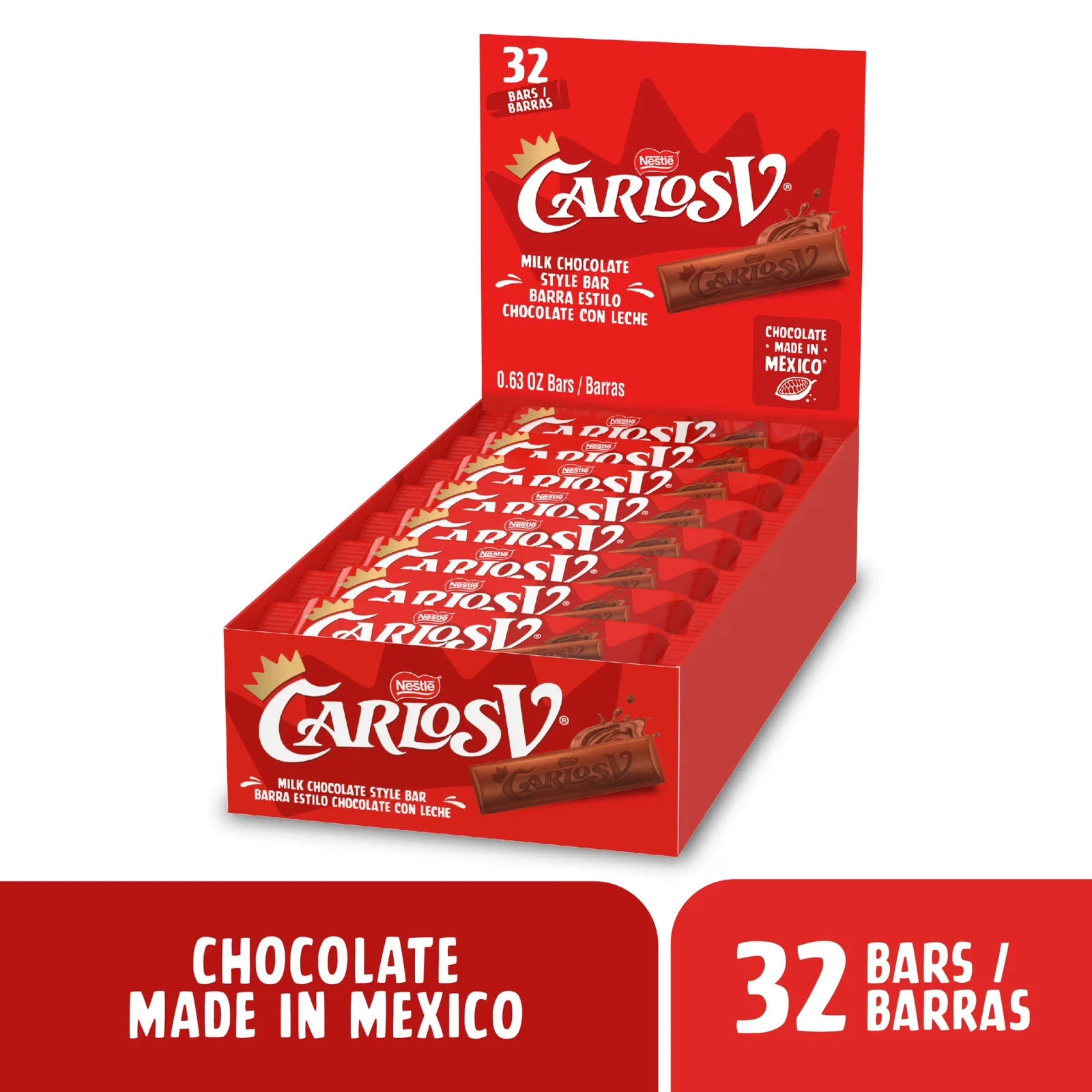Milk Chocolate Style Full-Size Mexican Candy Bar – 32 Count 1.27 lb