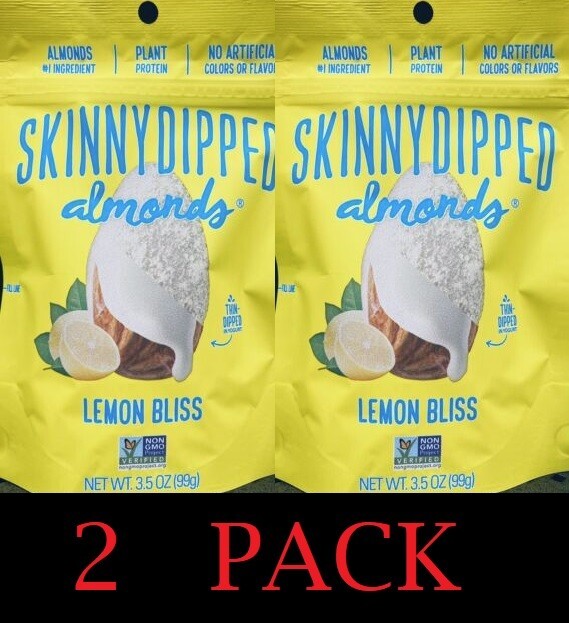 2x SkinnyDipped Lemon Bliss YOGURT COVERED ALMONDS Plant Protein 3.5 oz 2 PACK
