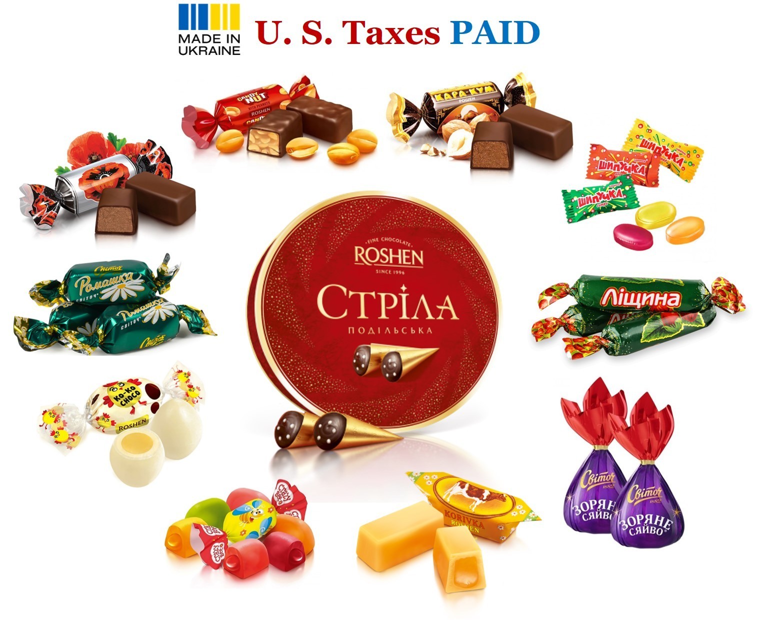 Ukrainian Chocolate Mix Roshen Svitoch Assorted Candy Gift Box 1.2kg 42.3oz Bulk