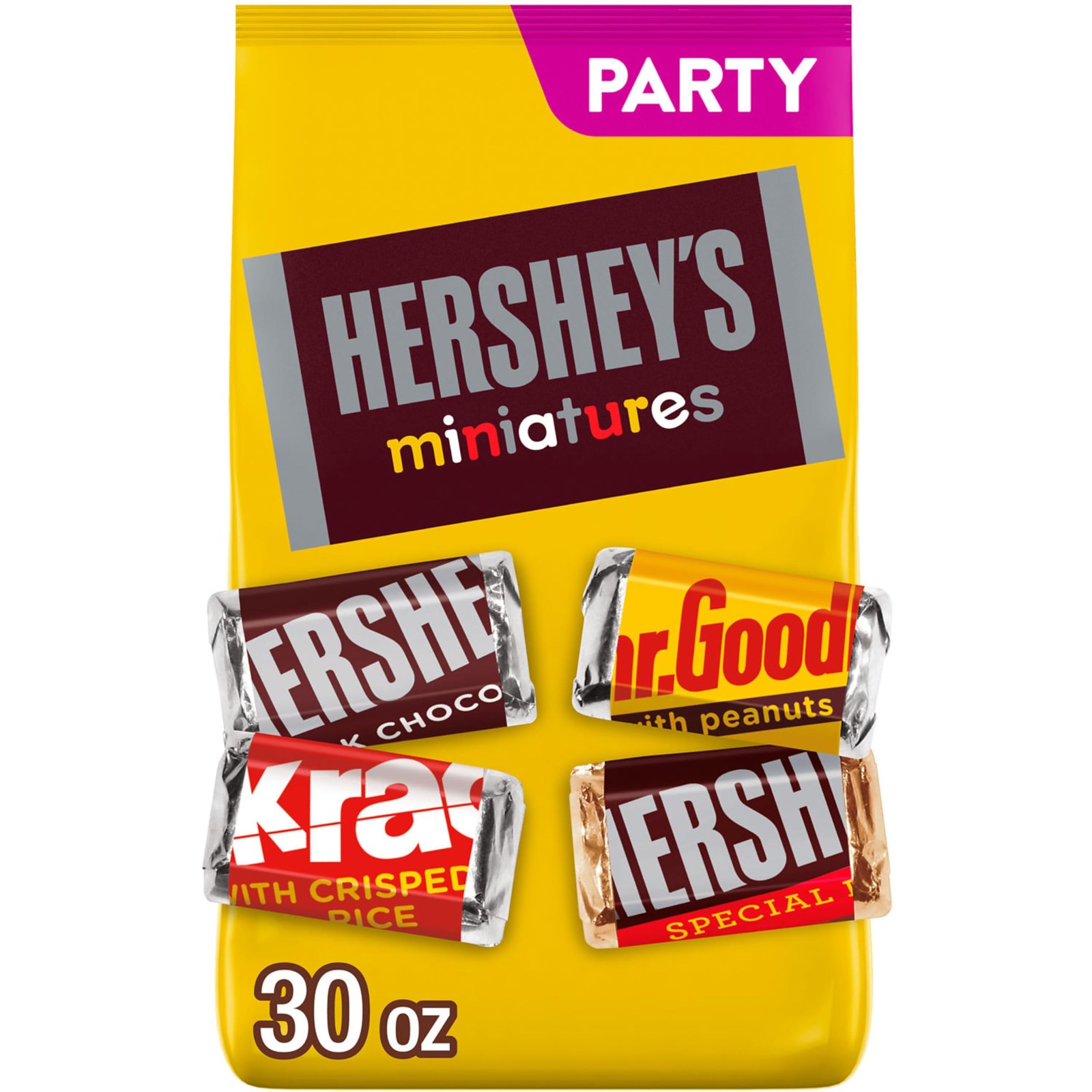 HERSHEY’S Miniatures Assorted Chocolate Candy Party Pack, 30 oz