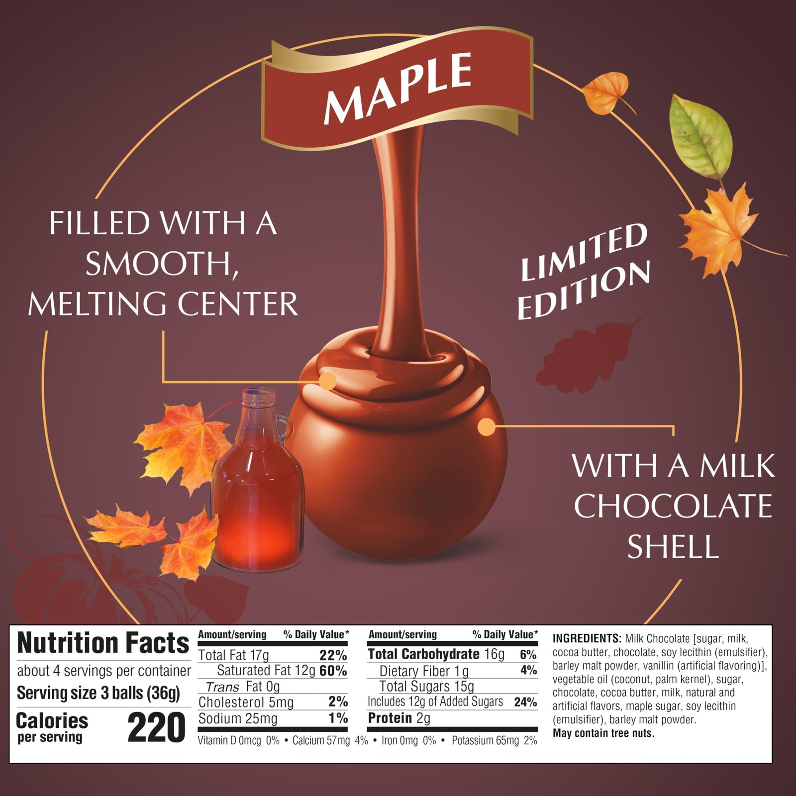 Lindt LINDOR Limited Edition Maple Milk Chocolate 5.1 Ounce (Pack of 1)