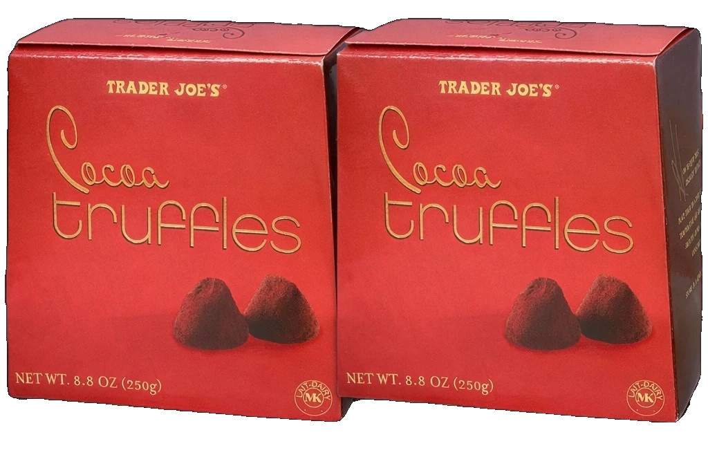 2 Pack Trader Joe’s Cocoa Truffles In the red box Velvety Soft Melt in Mouth NEW