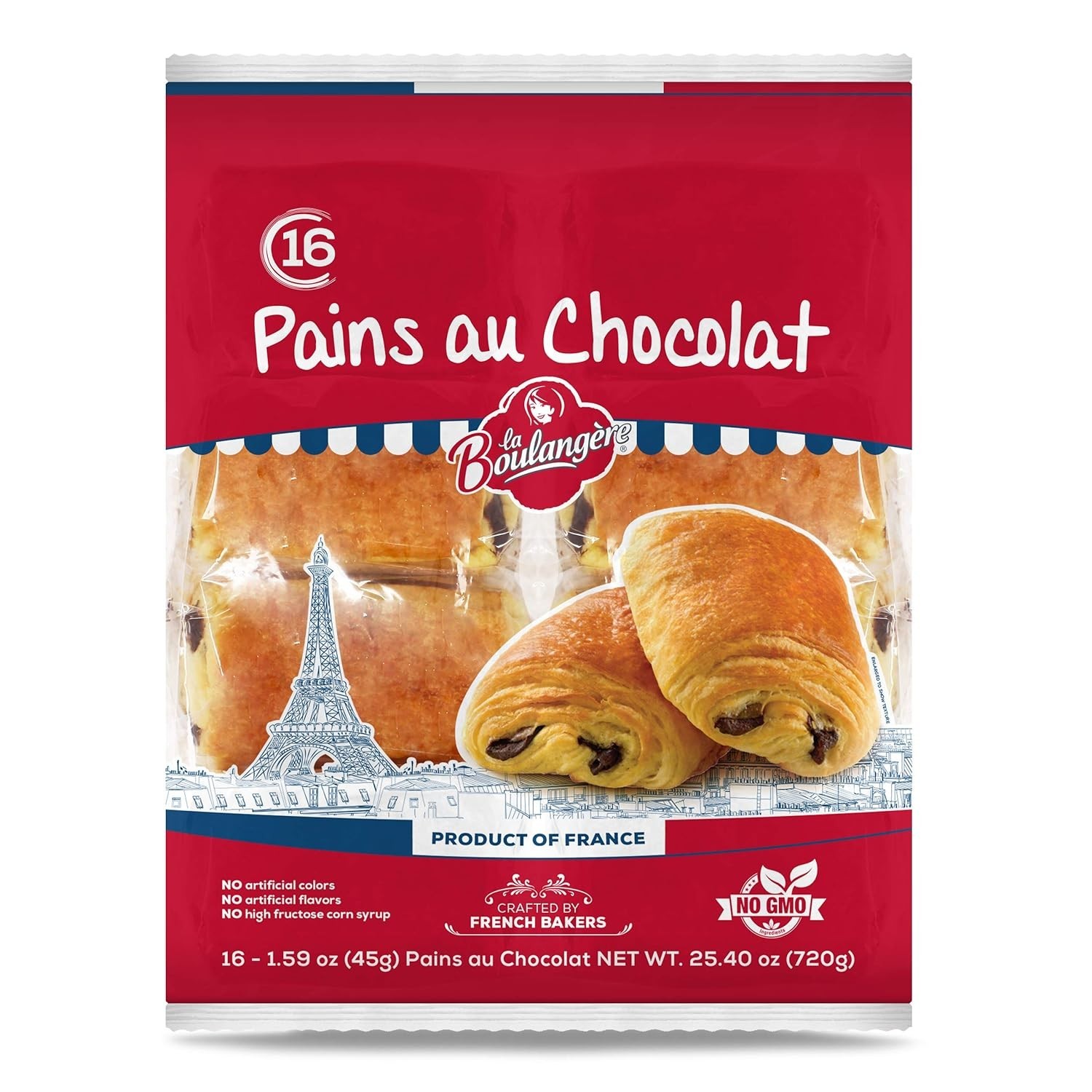 La Boulangere Pains Au Chocolat, Chocolate Croissants, Individually Wrapped, Non