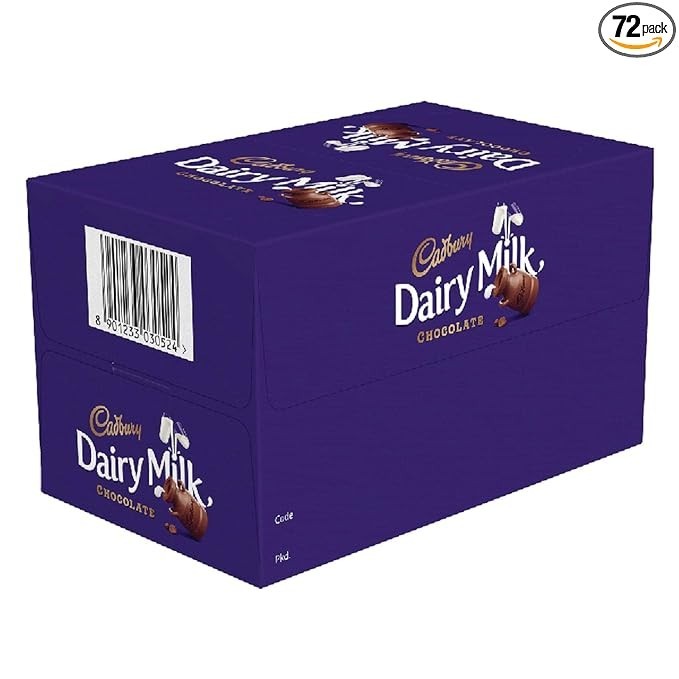 Cadbury Dairy Milk Chocolate Bar, 6.1 gm Each (Pack of 72) (72*6.1 gm)